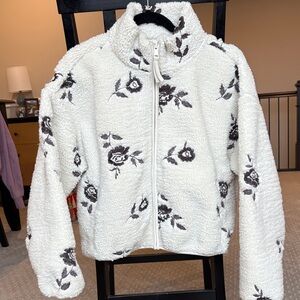 Abercrombie & Fitch Cream Floral Teddy Jacket